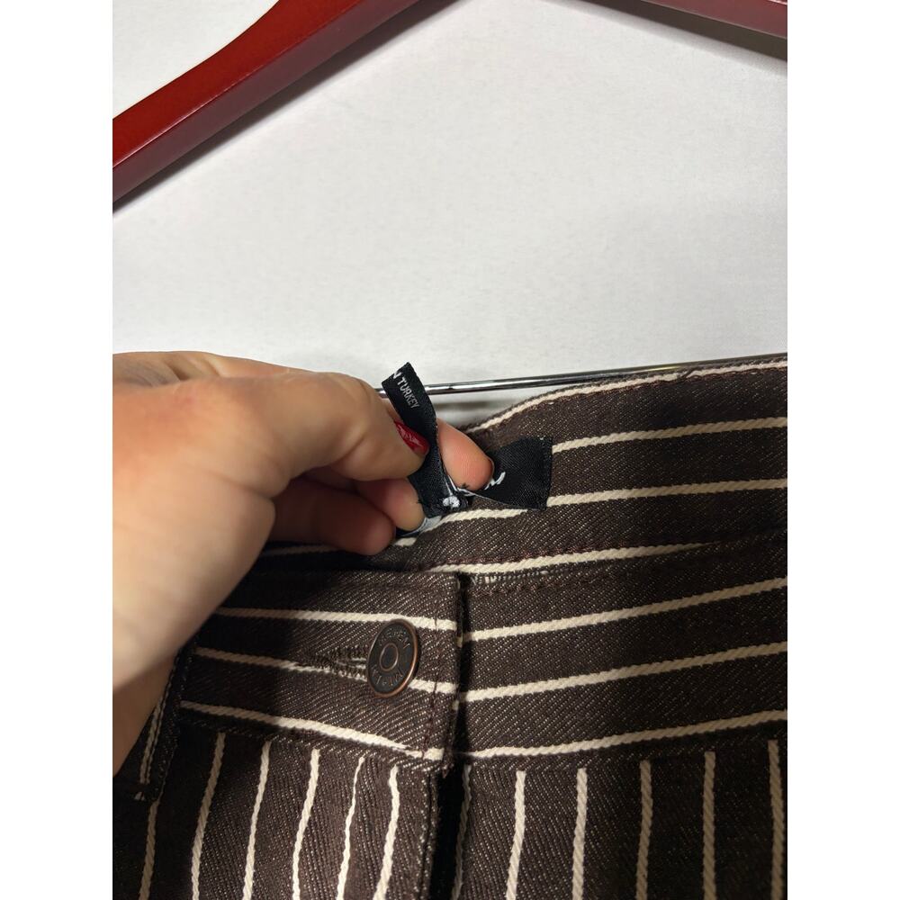 ME+EM Extreme Seam Brown Pinstripe Barrel Leg Jeans - current season! - Picture 4 of 7